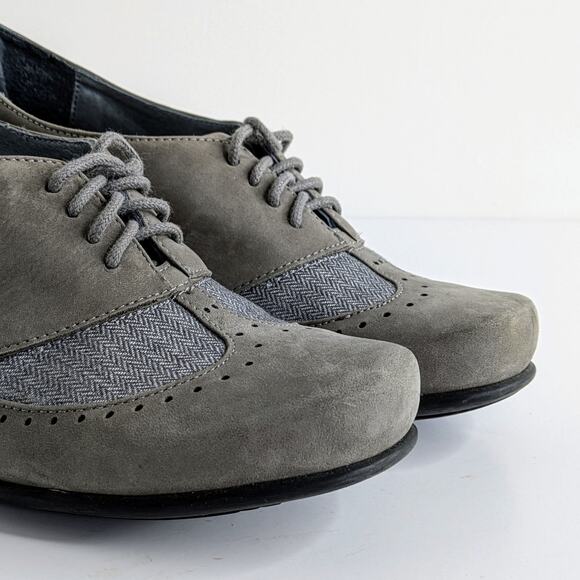 Naot Shoes EU 37 Gray Grey Oxford Low Heel Suede Lace Up Round Toe Comfort Retro - Picture 3 of 15